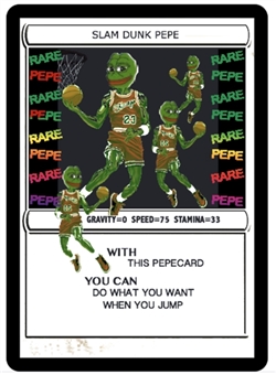 Slam Dunk Pepe Michael Jordan NFT - First Sports-Related NFT! - From the Rare Pepe Collection